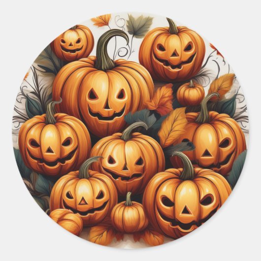 Jack O Lantern Ronde Sticker (Voorkant)
