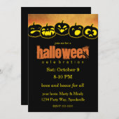 Jack-o-lantern Row Halloween Kaart (Voorkant / Achterkant)