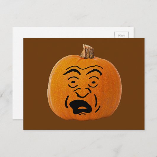 Jack o' Lantern Scared Face, Halloween Pumpkin Briefkaart (Voorkant / Achterkant)