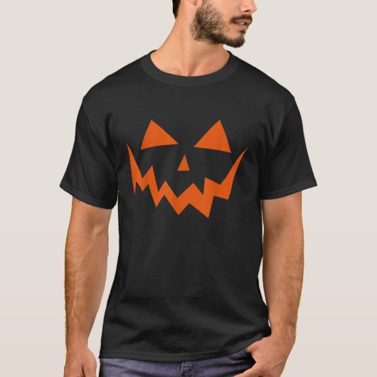 Jack O Lantern Scary Carved Pumpkin Face Halloween T-shirt (Voorkant)