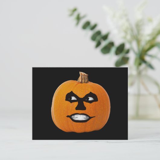 Jack o' Lantern Sinister Face, Halloween Pumpkin Briefkaart (Staand voorkant)