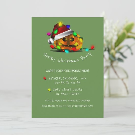 JACK O LANTERN SPOOKY KERSTFEEST UITNODIGING (Staand voorkant)