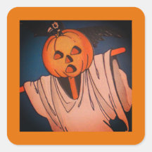 JACK O' LANTERN SQUARE STICKER HALLOEEN
