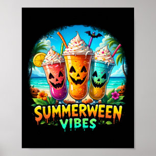 Jack-o-lantern Summerween Vibes Skeleton Summer Wa Poster