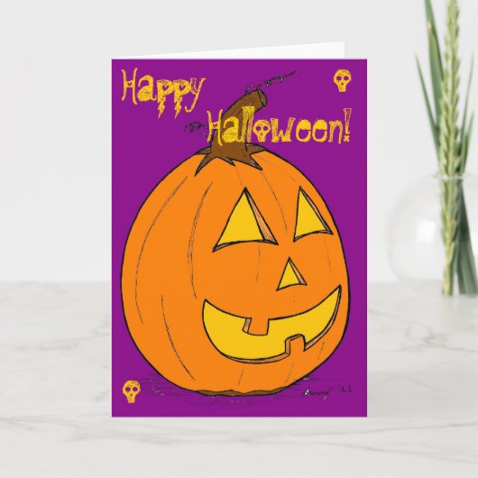 Jack o' Lantern sur la carte violette "Happy Hallo (Devant)