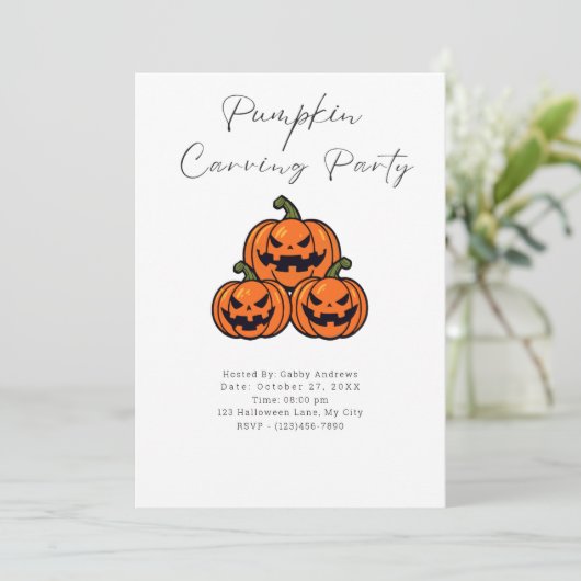 Jack-O' Lantern Trio Pompoen Carving Party Kaart (Staand voorkant)