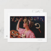 Jack-O-Lantern van Voman Peeling Apple Briefkaart (Voorkant / Achterkant)