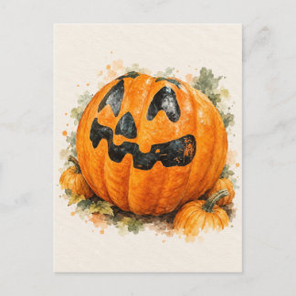 Jack O Lantern Waterverf Halloween Ansichtkaart Feestdagenkaart
