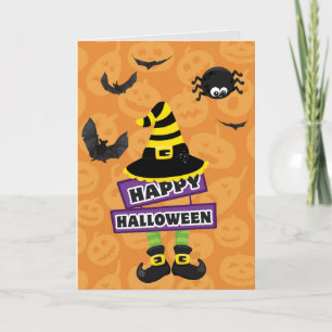 Jack O Lantern Witch Teken Halloween Kaart
