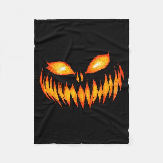 Jack O Lantern Y Carved Pumpkin Face Halloween Cos Fleece Deken (Voorkant)