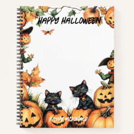 Jack o Lantern, zwarte katten en vogelverschrikker Notitieboek