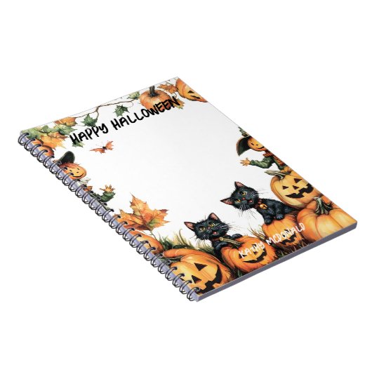 Jack o Lantern, zwarte katten en vogelverschrikker Notitieboek (Rechterzijde)