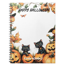 Jack o Lantern, zwarte katten en vogelverschrikker Notitieboek