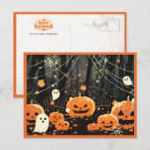 Jack O' Lanterns and Ghosts in Halloween Forest Briefkaart (Voorkant / Achterkant)