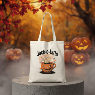 Jack-o-Latte Grappige Halloween Koffie Pun Tote Bag