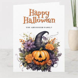 Jack O'Lantern Ghost Floral Happy Halloween Kaart