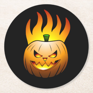 Jack O'lantern Halloween Pompoen Ronde Kartonnen Onderzetter