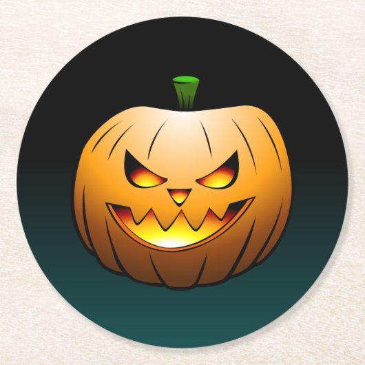 Jack O'lantern Halloween Pumpkin Ronde Kartonnen Onderzetter (Voorkant)