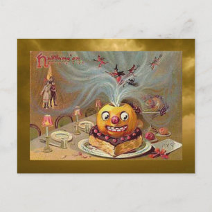 Jack o'Lantern met heks Briefkaart