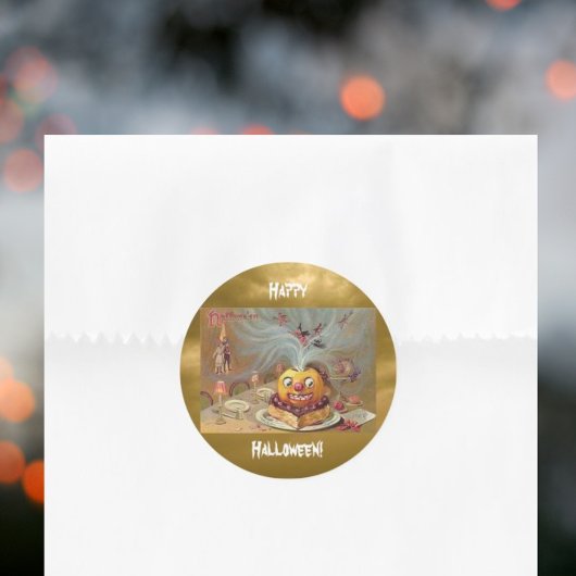 Jack o'Lantern met heks Ronde Sticker