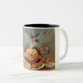  Jack o'Lantern met heks Tweekleurige Koffiemok (Voorkant rechts)