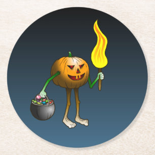 Jack O'lantern op zoek naar snoep of een grap Ronde Kartonnen Onderzetter