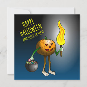 Jack O'lantern op zoek naar snoep of een poets Kaart