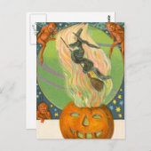 Jack O'Lantern pompoen heks vuur demon Briefkaart (Voorkant / Achterkant)