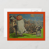  Jack o'Lantern Scarecrow en Boys Briefkaart (Voorkant / Achterkant)