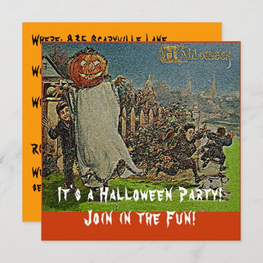  Jack o'Lantern Scarecrow en Boys Kaart (Voorkant / Achterkant)