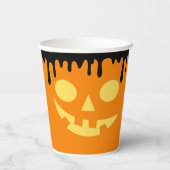 Jack oLantern Smile Dripping Black Oranje Hallowen Papieren Bekers (Achterkant)