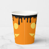 Jack oLantern Smile Dripping Black Oranje Hallowen Papieren Bekers (Rechts)