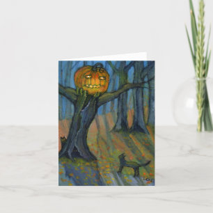 Jack OLantern Tree Scare Note Card Kaart