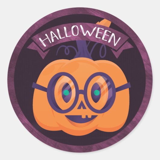 Jack O'Lantern Wearing Glasses Halloween Ronde Sticker (Voorkant)