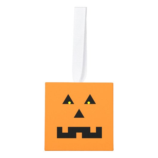 Jack O'Lantern Wooden Cube Halloween Ornament (Voorkant)