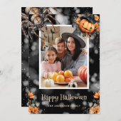 Jack-O'Lanterns Araigners Webs Photo Carte Hallowe (Devant / Derrière)