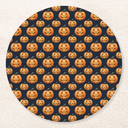 Jack O'Lanterns op Halloween Ronde Kartonnen Onderzetter (Voorkant)