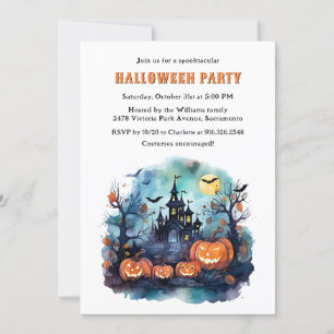 Jack O'Lanterns spookhuis Halloween Party Kaart