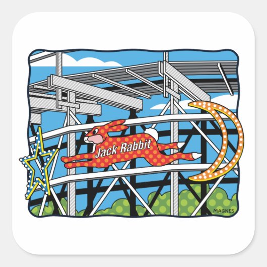 Jack Rabbit Roller Coaster Vierkante Sticker (Voorkant)