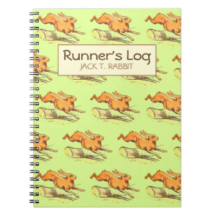 Jack Rabbit Runner's Log Gepersonaliseerd Hardlope Notitieboek