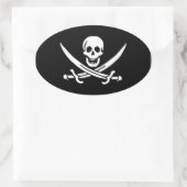 Jack Rackham; Jolly Roger Flag; Pirate Ovale Sticker (Tas)