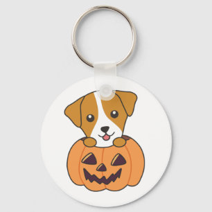 Jack Russel in Pumpkin Cute Dogs Happy Halloween K Sleutelhanger