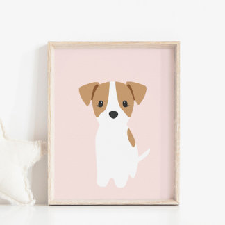 Jack Russel Puppy Roze Kwekerij Decor Poster