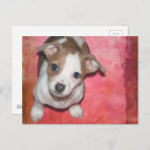 Jack Russel Terrier Puppy op Roze Briefkaart (Voorkant / Achterkant)