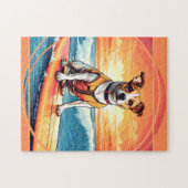 Jack Russel Terrier surfen Legpuzzel (Horizontaal)
