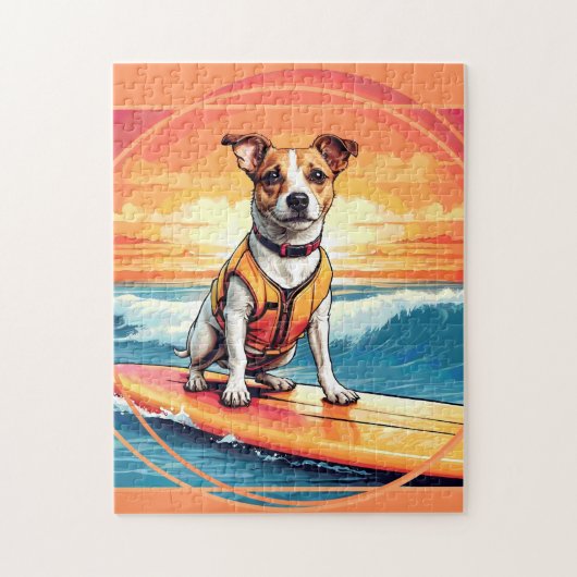 Jack Russel Terrier surfen Legpuzzel (Verticaal)