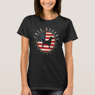 Jack Russel Usa Vlag 4 juli Hondenmoeder -vader T-shirt