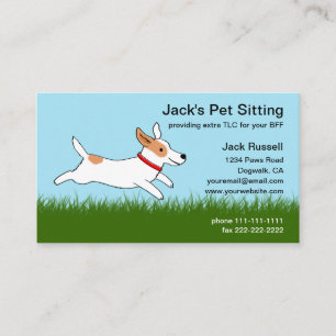 Jack Russell Cartoon Hond Rent over Gras - Huisdie Visitekaartje