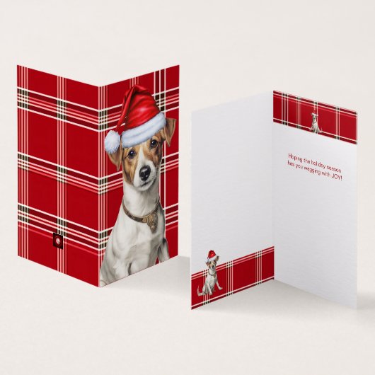 Jack Russell Chien de Noël avec Red Holiday Plaid (Inside and Outside)