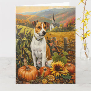 Jack Russell Dog Autumn Harvest Thanksgiving Kaart